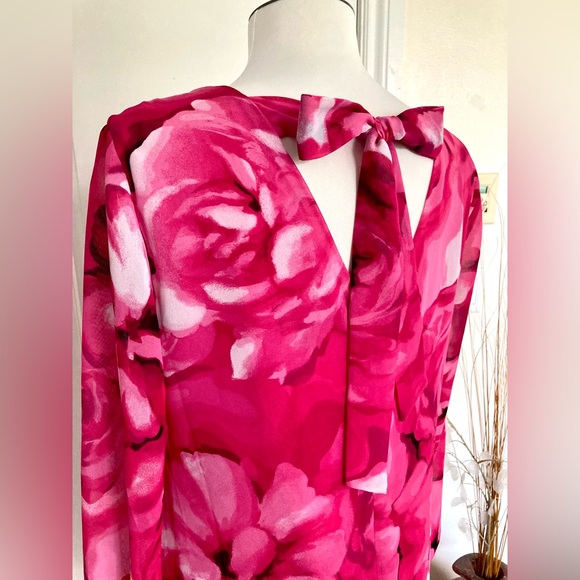 INC Floral Chiffon Bow Back Pink & Ivory Dress - Picture 6 of 7